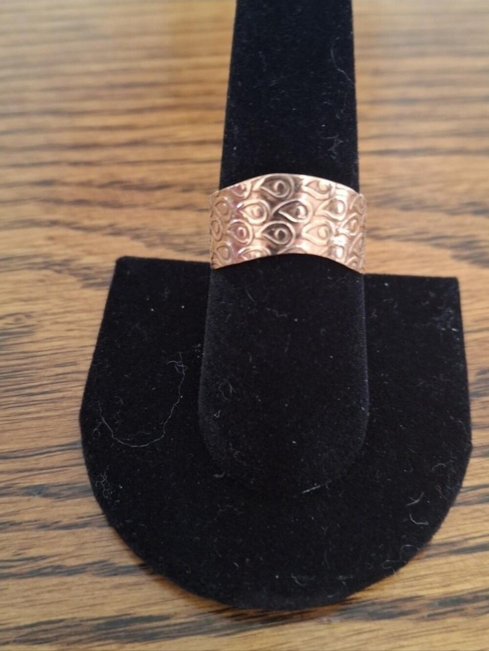 Copper Cigar Band With Turquoise Natural Stone Ring Size 7.5 - Picture 3 of 4